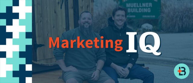 Two men posing with Marketing IQ text
