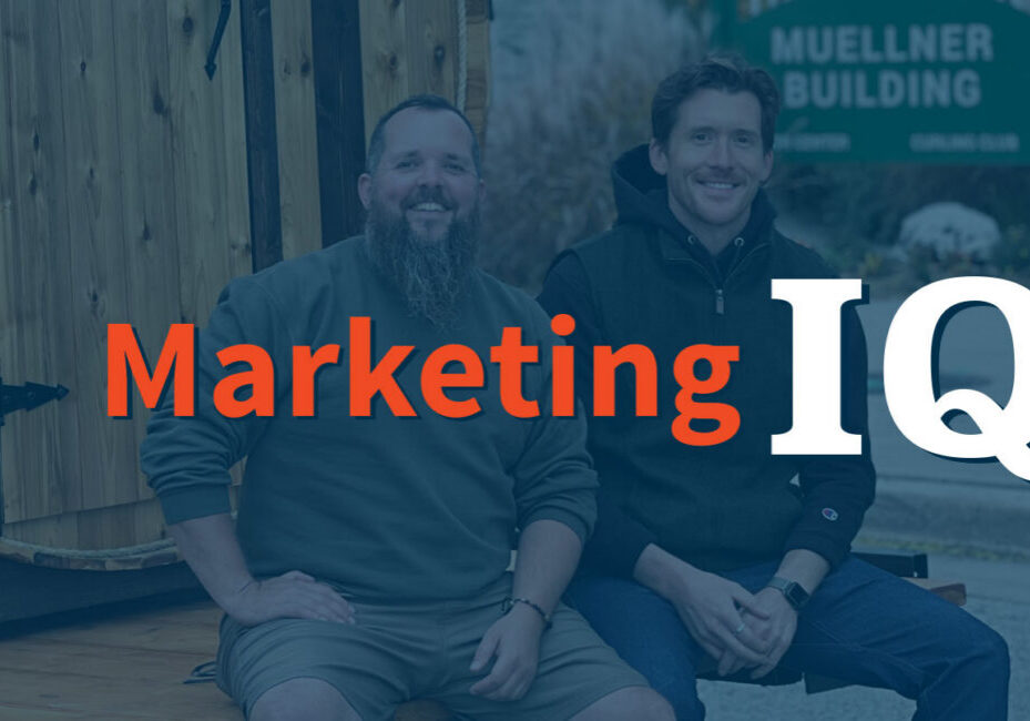 Two men posing with Marketing IQ text